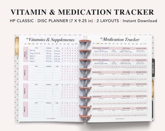 Medication Tracker, Happy Planner Classic, Vitamin Supplement Tracker, Health Log, Supplement Organizer, Medication Log, Vitamin Log, PDF