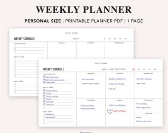 Personal Weekly Planner Printable: Undated Organizer (PDF Download)