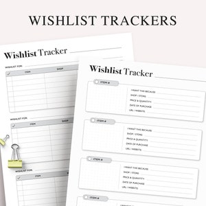 Wunschliste zum Ausdrucken, Weihnachtswunschliste, Urlaub Wunschliste, Geburtstag Wunschliste, Einkaufsliste, A5 Planer Einsätze, PDF-Download