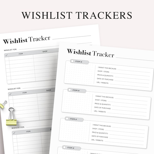 Wish List Printable, Christmas Wish List, Holiday Wishlist Template, Birthday Wishlist, Shopping List, A5 Planner Inserts, PDF Download