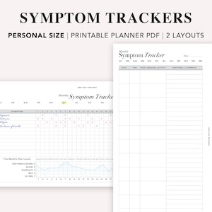 PERSONAL - Symptom Tracker, Printable Medical Planner, Pain Tracker, Symptoms Journal, Chronic Illness Symptom Chart, Personal Size Insert