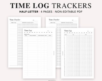 HALF LETTER Time Tracker Printable, Time Log, Time Blocking Template, Time Management, Activity Tracker, Hourly Schedule, PDF