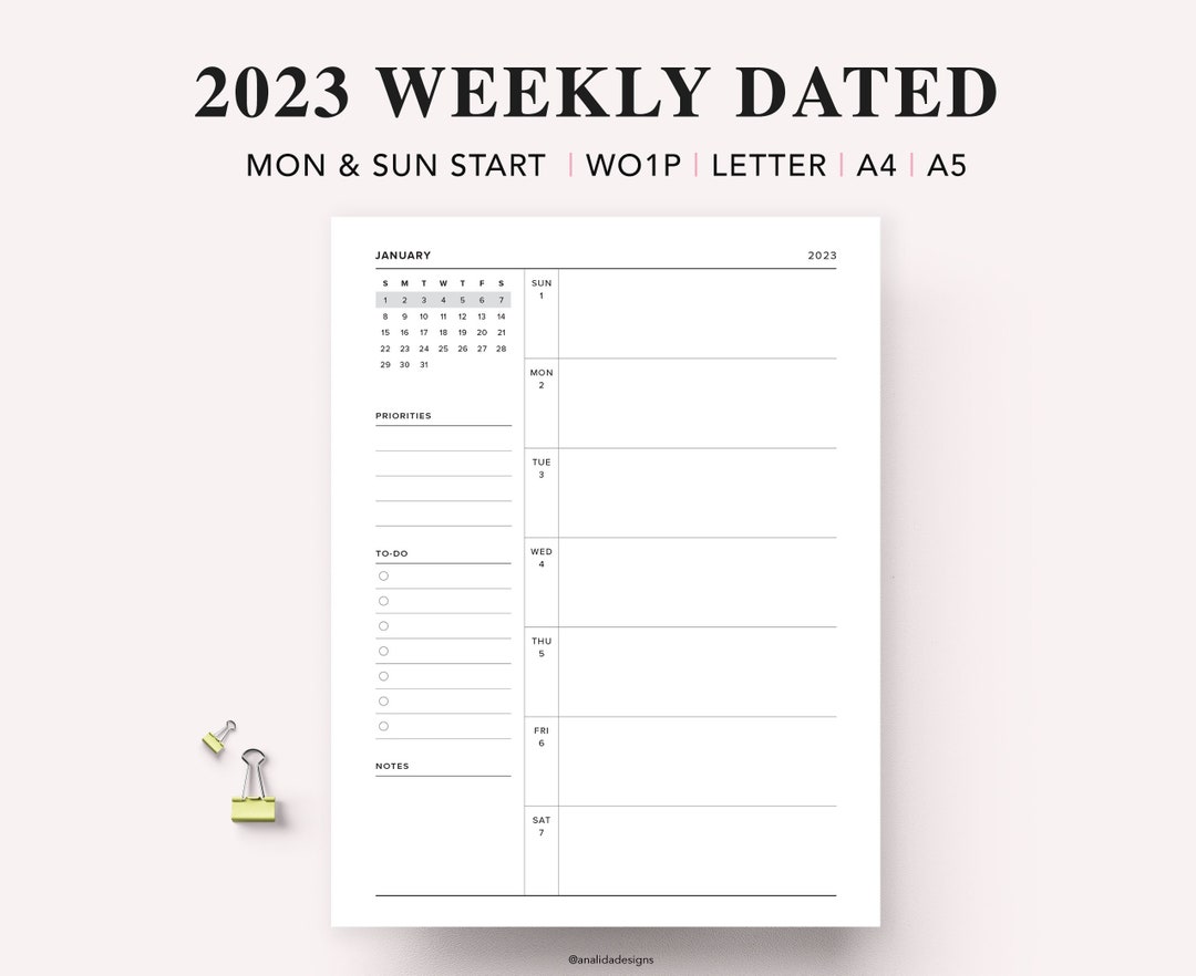 Small Functional Weekly Agenda Refill - Art of Living - Books and  Stationery