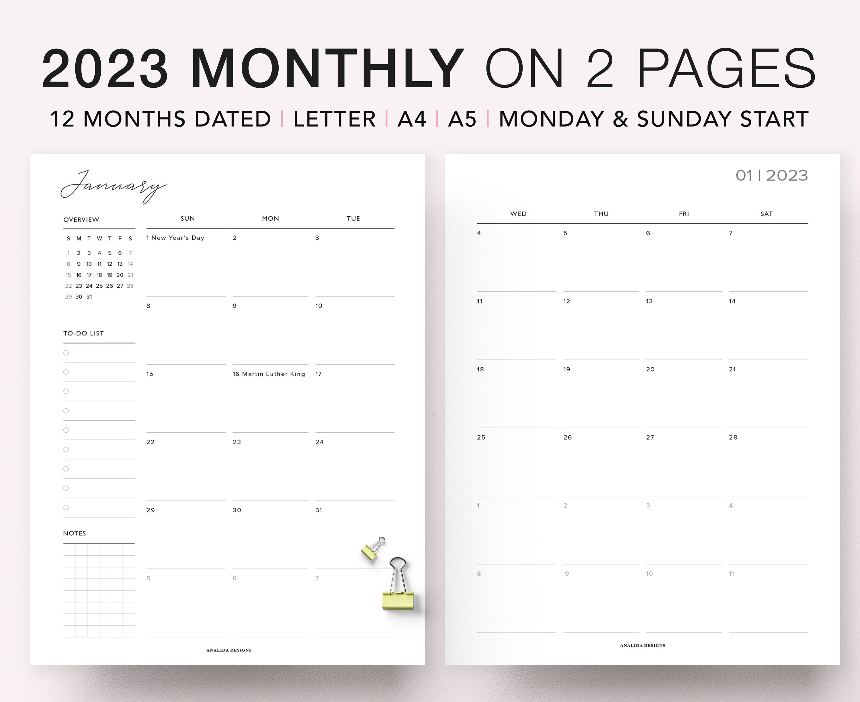 2023-dated-monthly-calendar-printable-planner-inserts-month-etsy