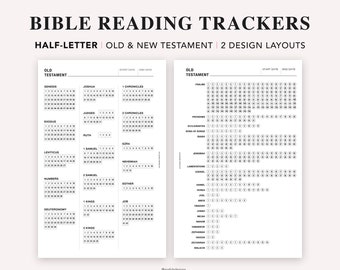 HALF LETTER Bible Reading Log Checklist, Bible Study Planner, Bible tracker, Christian Planner, Scripture Reading Chart, Faith Planner