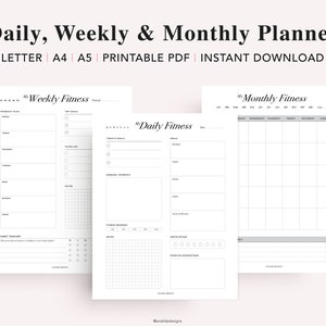 Fitness Journal Printable, Workout Log, Weight Loss Journal, Meal Planner, Calorie & Walking tracker, Health Planner, PDF Instant Download image 4