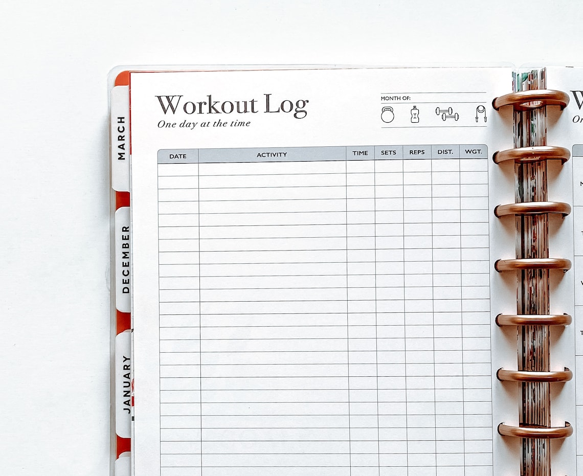 Workout Planner Printable Happy Planner Insert Workout Log Etsy