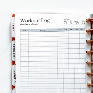 Workout Planner Printable, Happy Planner Insert, Workout Log Template ...