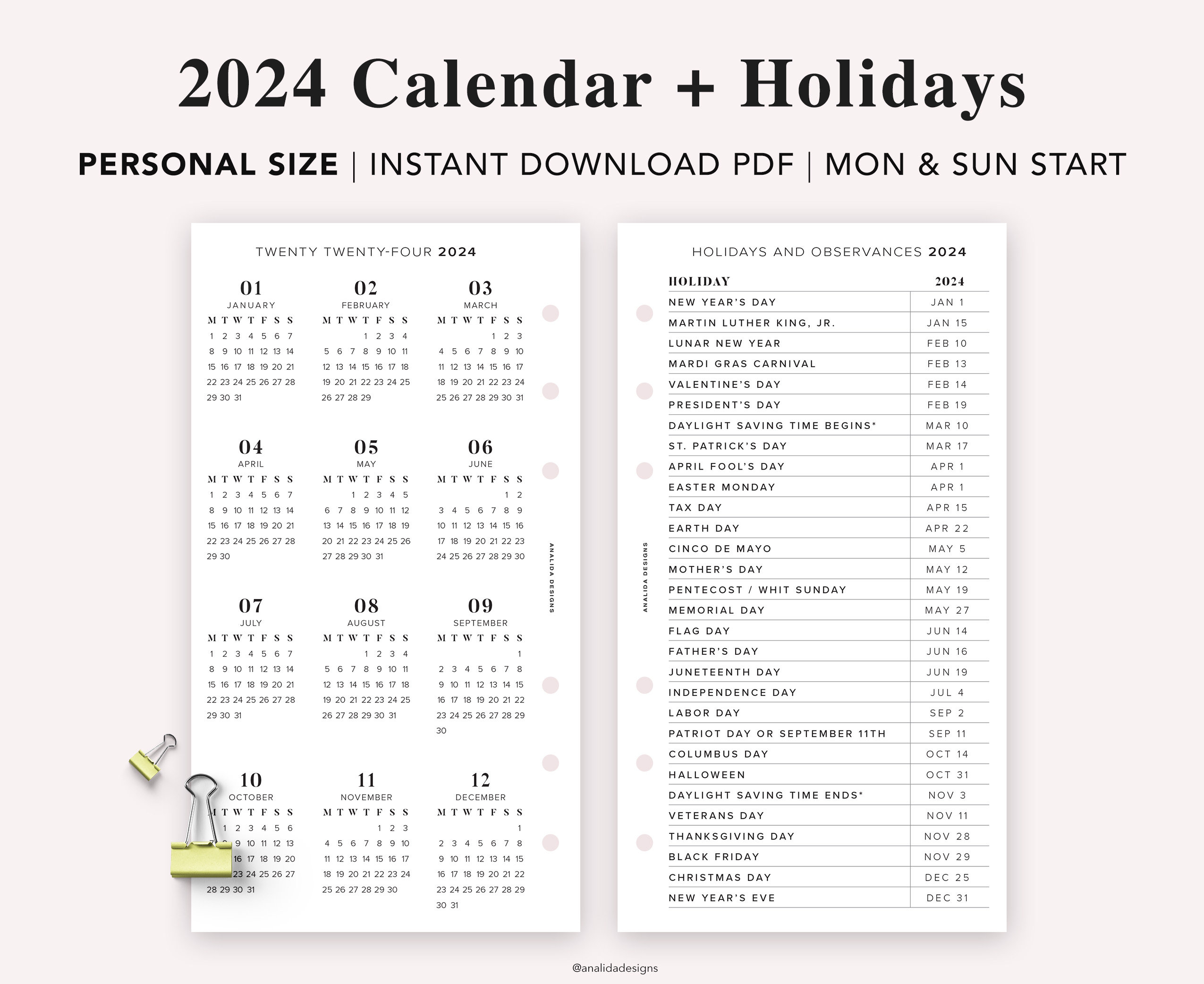 FILOFAX Calendar Insert Pocket Year Planner Cotton Cream (E) 2024