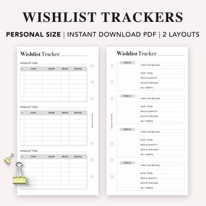 PERSÖNLICH - Wunschliste druckbar, Weihnachtswunschliste, Weihnachtswunschliste, Geburtstagswunschliste, Einkaufsliste, persönliche Größe Beilage, PDF