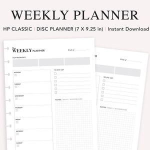 Happy Planner Wocheneinlage: Undatiertes Layout (Digitaler Download)