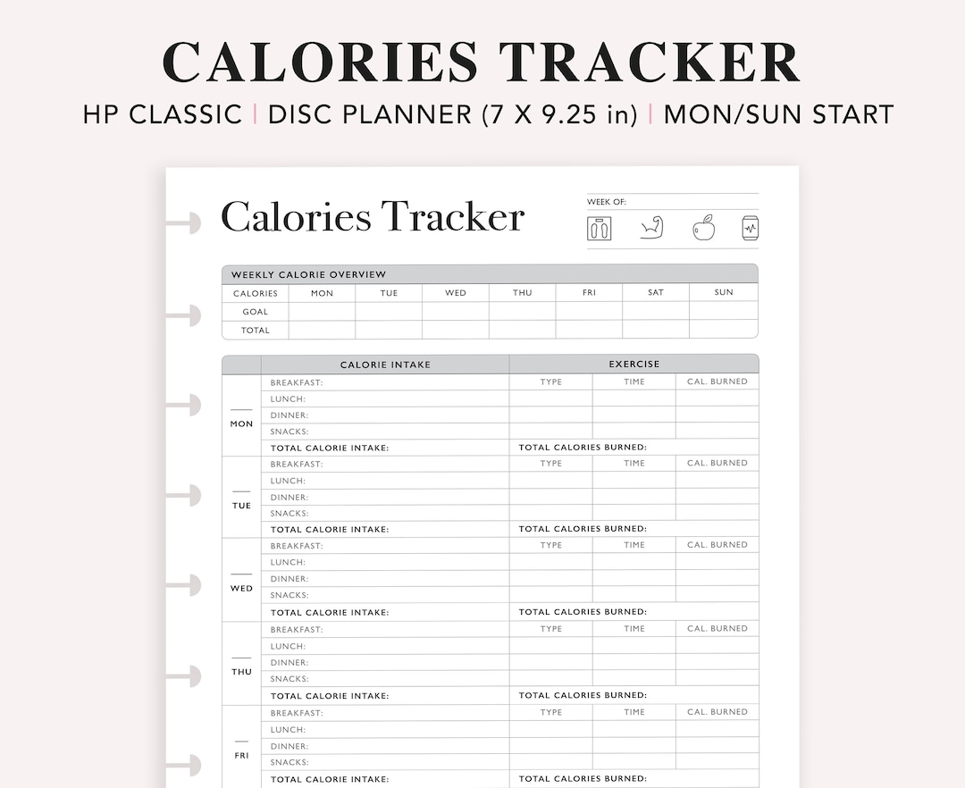 Calorie Tracker, Happy Planner Insert, Printable Calories Journal, Daily Weekly Calorie Counter, Diet Planner, Diet Plan, HP Classic Refill - Etsy calorie-tracker-happy-planner-insert-printable-calories-journal-daily-weekly-calorie-counter-diet-planner-diet-plan-hp-classic-refill-etsy