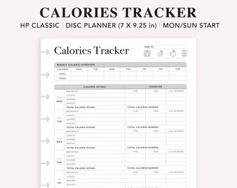 Calorie Tracker, Happy Planner Insert, Printable Calories Journal, Daily Weekly Calorie Counter, Diet Planner, Diet Plan, HP Classic Refill