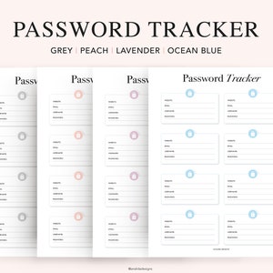 Password Tracker, Password Printable, Password Log, Password Organizer, Password Keeper, Password List, Passwords, PDF Printable Inserts