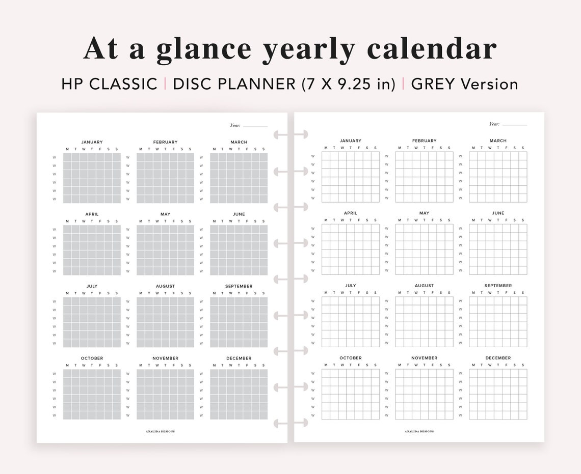 Calendar Printable Undated Happy Planner Classic Yearly - Etsy