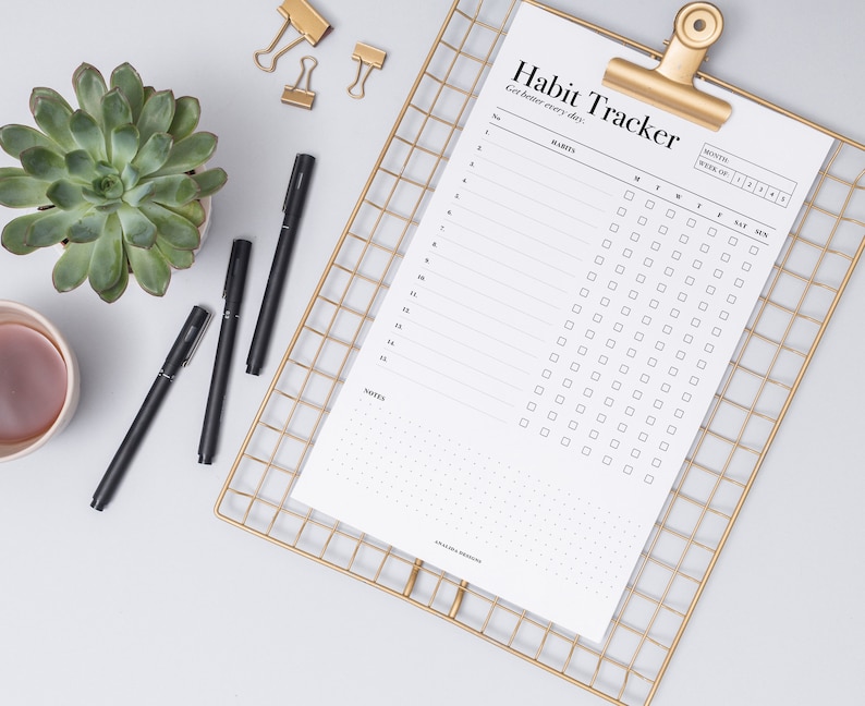 Minimalist Habit Tracker Printable, Weekly Tracker, Digital Download, Weekly Agenda, Goal Setting, PDF, Weekly Inserts A5, A4 & US Letter image 5