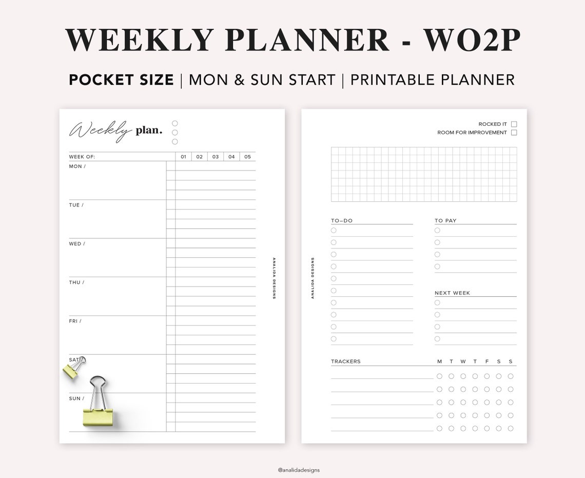 POCKET Weekly Planner Printable Weekly Schedule Weekly To-do - Etsy
