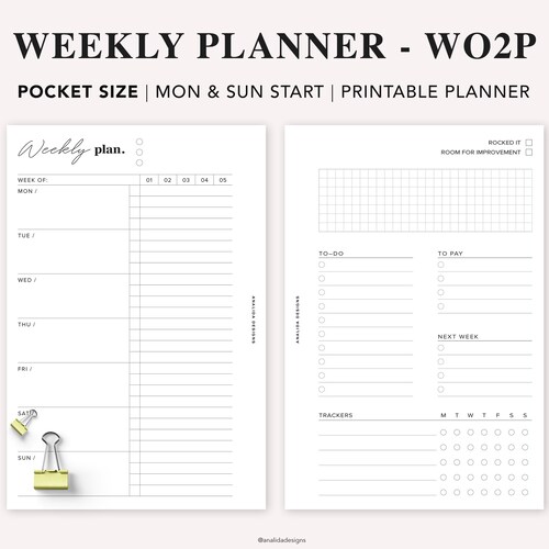 POCKET Weekly Planner Printable Weekly Schedule Weekly To-do - Etsy