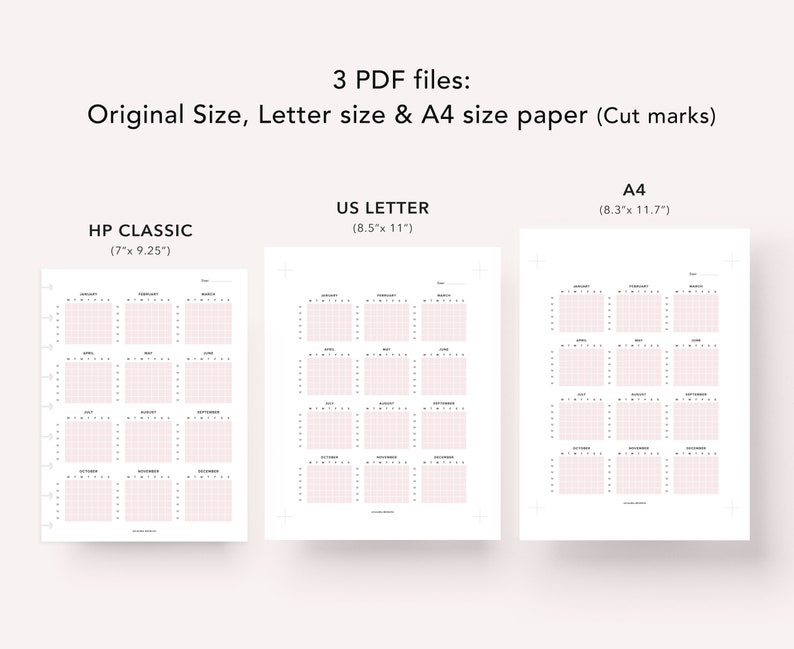 Calendar Printable Undated Happy Planner Classic Yearly | Etsy