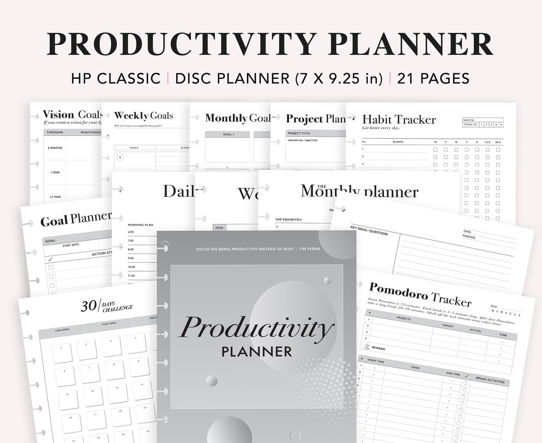 Productivity Planner Bundle Printable, Happy Planner Insert, Time ...