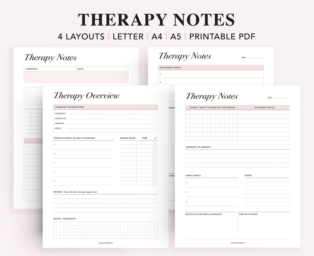 Therapy Notes Planner Printable, Therapy Journal, Mental Health ...