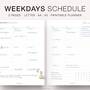 2024 Weekly Planner Printable, Hourly Planner Template, Weekly To-Do List, Daily Habit Tracker, Week on 2 Pages, PDF Download, Filofax A5