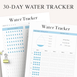 Water Tracker, 30 Day Water Challenge Printable, Water Intake Template, Hydration Tracker, Monthly Water Tracking, Instant Download