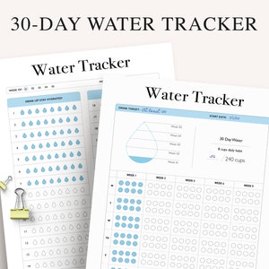 Water Tracker, 30 Day Water Challenge Printable, Water Intake Template, Hydration Tracker, Monthly Water Tracking, Instant Download image 1