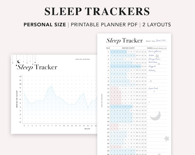 Personal, Sleep Tracker Planner Printable Sleeping Log Chart, Wellness ...