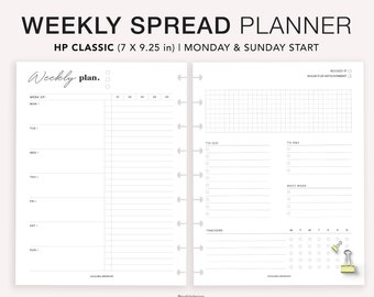 Weekly Planner Printable, Happy Planner Classic, Weekly Schedule, Weekly To-Do List, task list, Habit Tracker, Week on 2 Pages, HP Classic