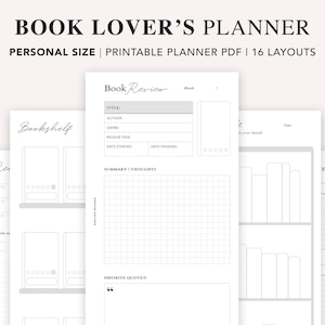PERSONALE - Tracker di lettura stampabile, registro di lettura, diario di lettura, inserto per libreria, kit di pianificazione per amanti dei libri, PDF, Filofax Personal