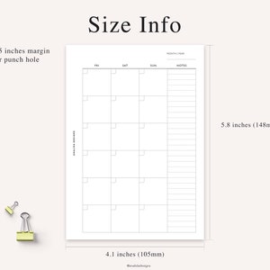A6 Monthly Planner Printable, Month on Two Pages, Monthly Perpetual ...