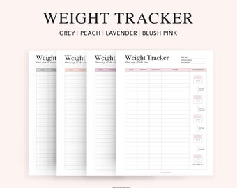 Ausdruckbarer Gewichtsabnahme-Tracker, Gewichtsabnahme-Kalender, Fitness-Planer, druckbare Einlage