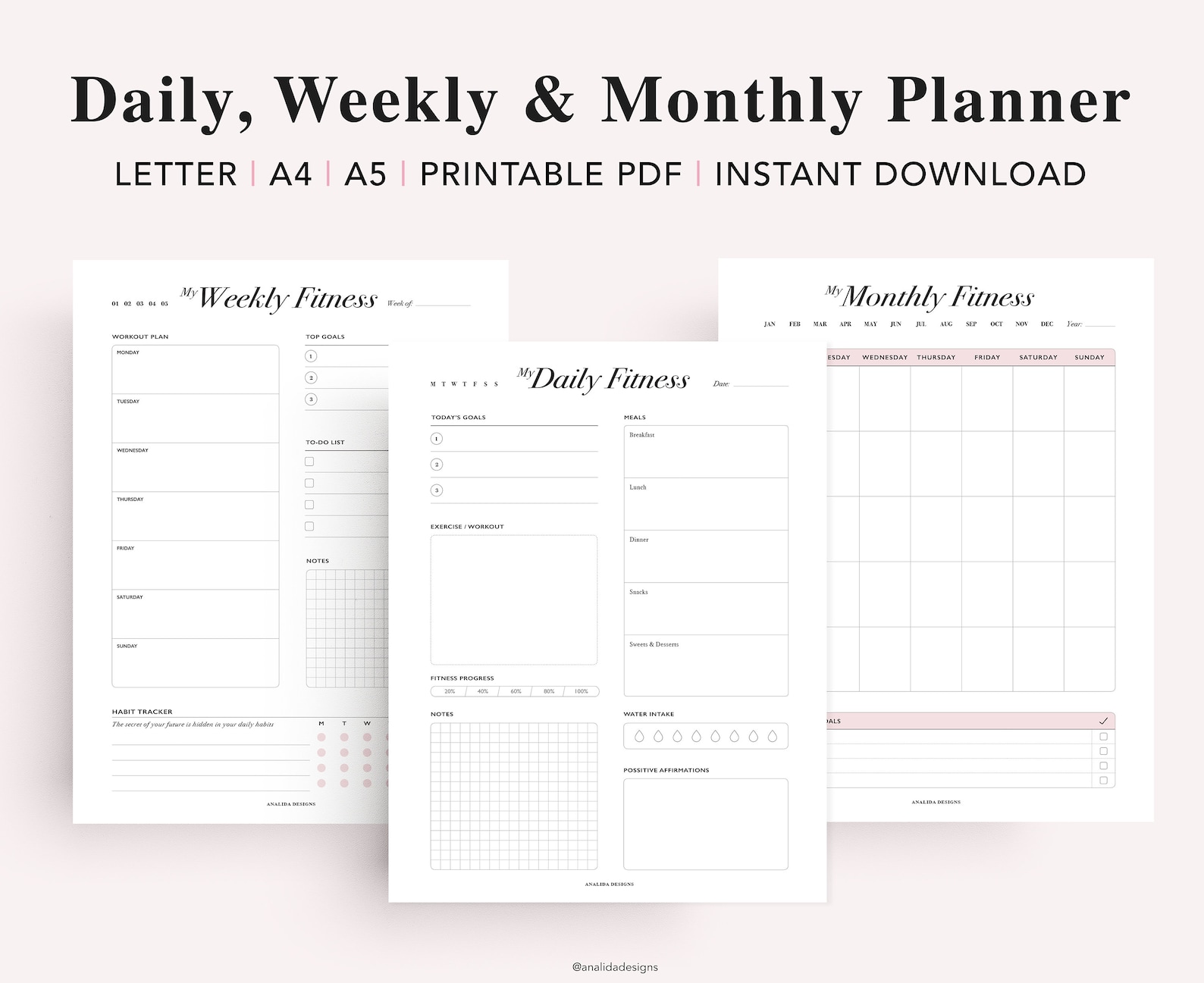 Fitness Planner Printable Weight Loss Tracker Workout | Etsy
