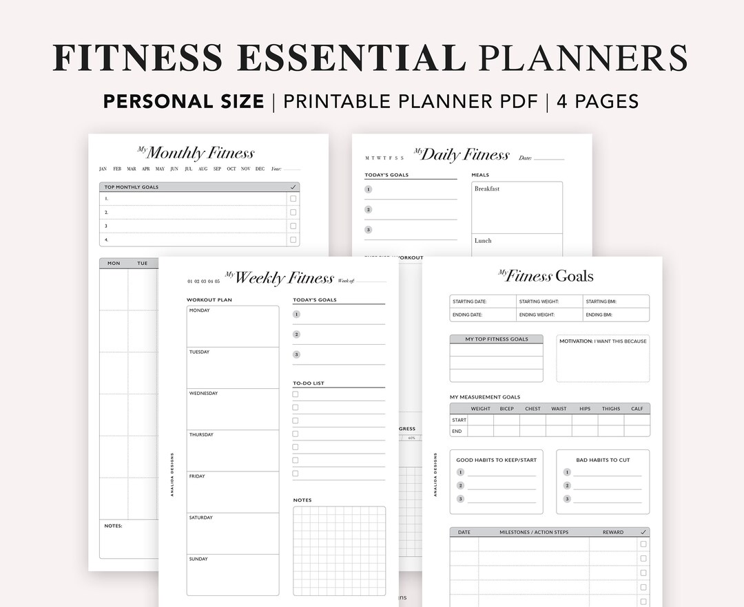 PERSONAL Fitness Planner Printable, Daily Fitness Tracker, Weekly ...