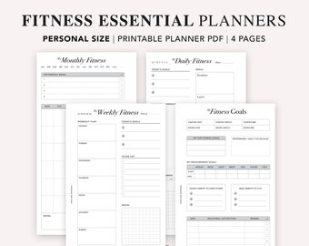 PERSONAL Fitness Planner Printable, Daily Fitness Tracker, Weekly Monthly Fitness Goal Planner, Fitness Journal, Meal Planner, Personal size