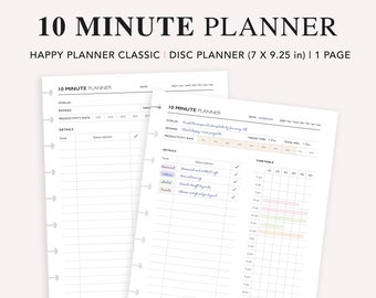 10 Minute Planner Printable, Happy Planner Classic Insert, Time Management Insert, Pomodoro Time Tracker, Work Planner, To-Do List, PDF