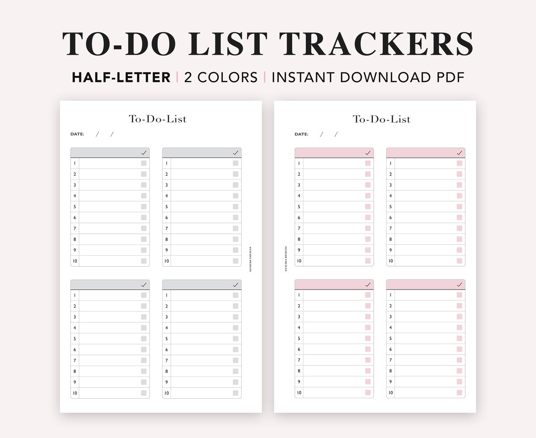 HALF LETTER To-do List, Printable to Do List, Daily to Do List, Daily ...