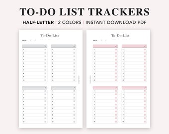 HALF LETTER To-Do List, Printable To Do List, Daily To Do List, Daily Tracker, Daily Checklist, Task list, Junior Discbound