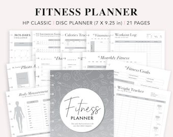 Utskrivbar träningsplanerare: Viktminskning, träning, måltidsplanering (Happy Planner klassisk inlaga)