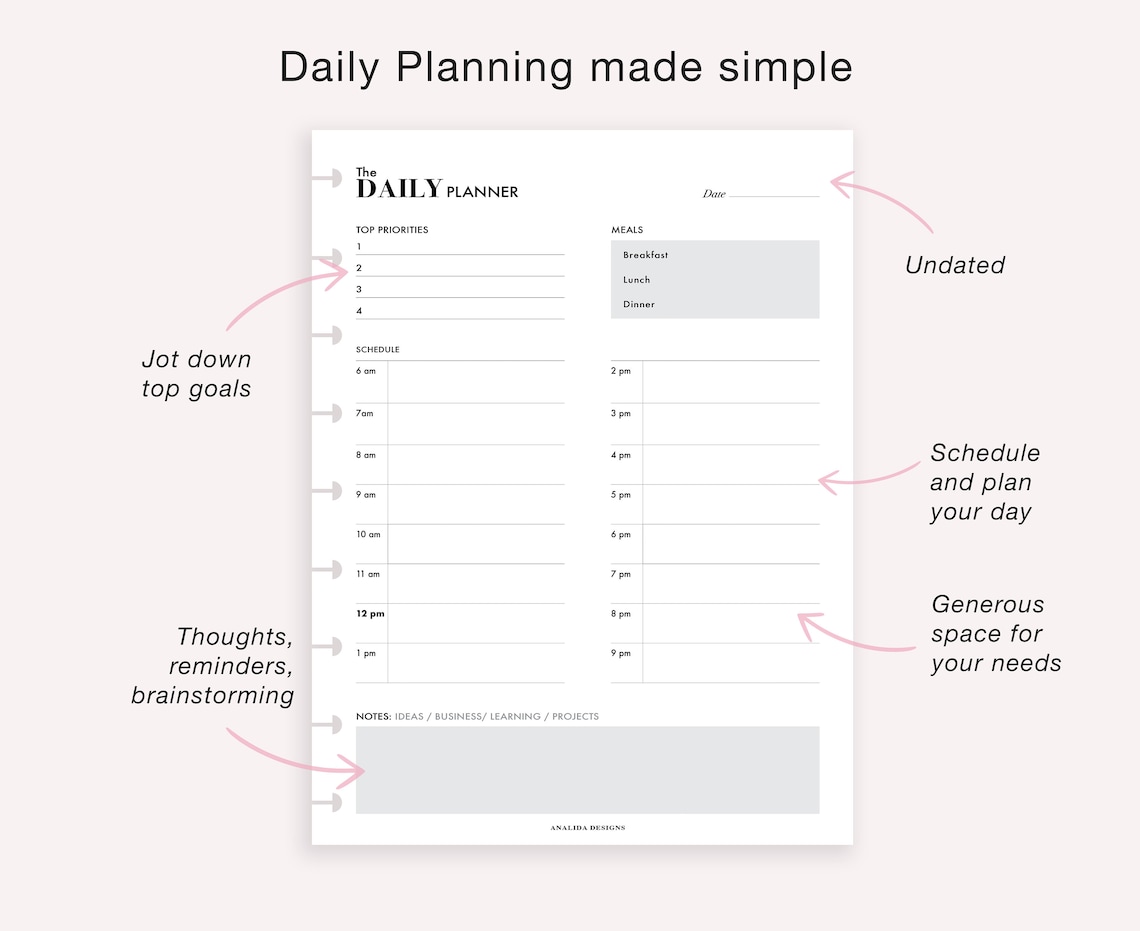 Daily Planner Printable Happy Planner Classic Day Planners | Etsy