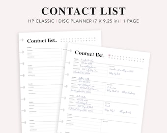 Happy Planner Contact List Insert: Printable Address Book (PDF)