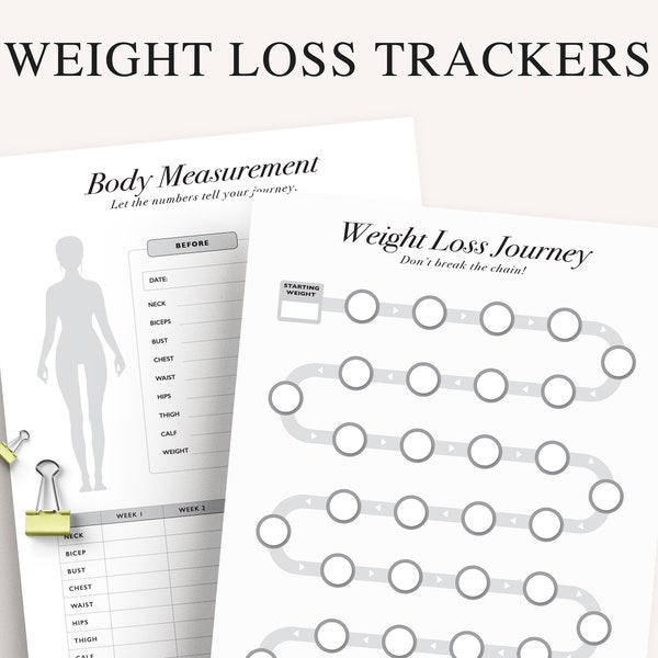 Weight Tracker Printable, Body Measurement, Before and After Template, Weight Loss Journal, Fitness Progress, PDF, A5, A4, US Letter