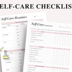 Self Care Checklist Tracker, Self Help Journal, Daily Routine Planner,  Weekly Self-care, Mental Health, Wellness Planner, A5 Planner Insert 