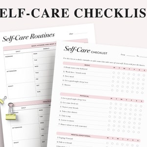 Self Care Checklist Tracker, Self Help Journal, Daily Routine