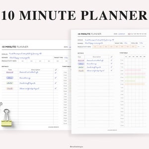 10 Minute Planner Printable, Time Management Insert, Pomodoro Time Tracker, Work Planner, To-Do List, A5 Planner Insert, PDF Download