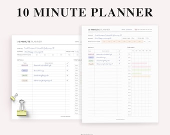 10 Minute Planner Printable, Time Management Insert, Pomodoro Time Tracker, Work Planner, To-Do List, A5 Planner Insert, PDF Download