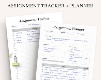 Student Assignment Tracker Printable: College Homework Planner (PDF Download)
