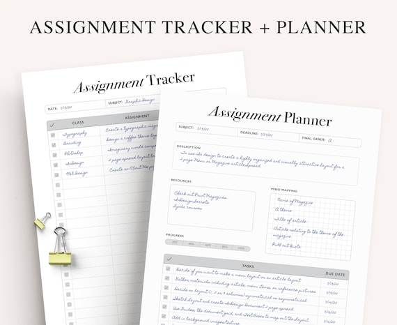 Student Assignment Tracker Printable: College Homework Planner (PDF Download)