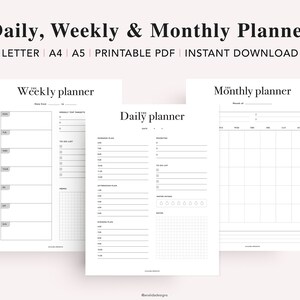 Productivity Planner Bundle Printable, Work Planner, Project Tracker, Life Organizer Template, To Do List, US Letter, A4, A5 planner inserts image 5